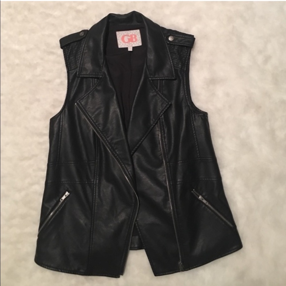 Gianni Bini Distressed Leather Vest Jacket